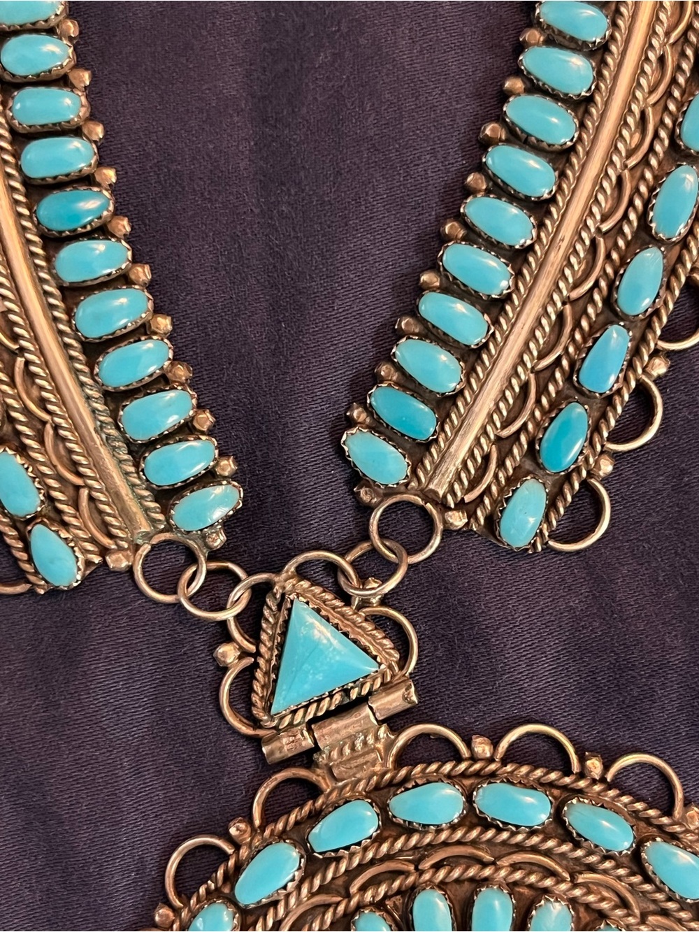 Vintage Sterling Silver and Turquoise Cluster Statement Pendant Necklace - Picture 15 of 16